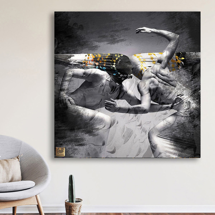 تابلو تلاقی تن ها و هـو | سماع کالبد و آگاهی در قلمرو انتزاع | گالری چارگوش مدل 2240 رو دیوار