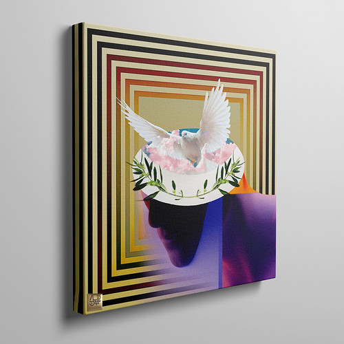 سه بعدی تابلو نقاشی بوم صلح؛ رهایی از تو در تو های ذهن انسان اثر گالری چارگوش