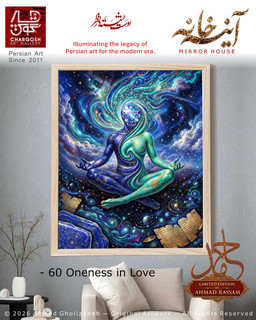 نقاشی هنری ایرانی یگانگی دو وجود Oneness in Love شصتم مدیتیشن در هم آمیختگی Collector's Edition مجموعه تابلو آینه خانه